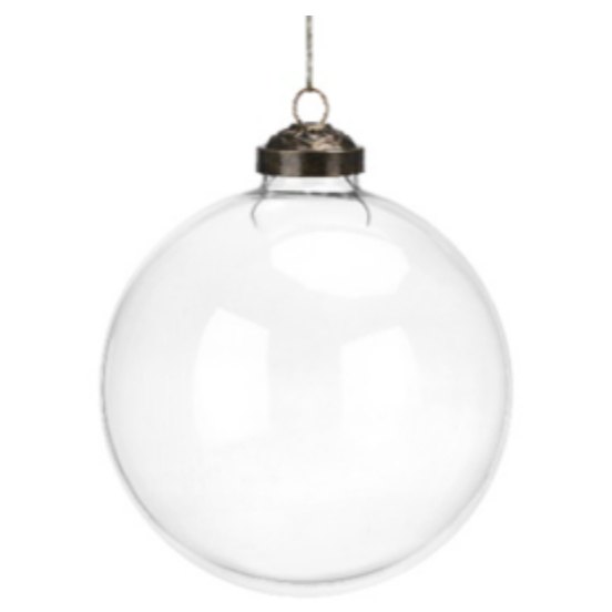 10cm Vintage Style Clear Glass Bauble