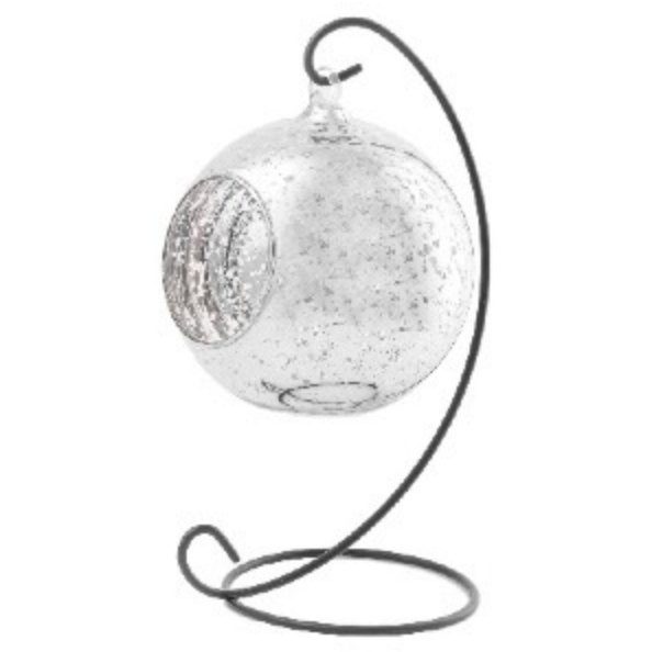 12cm Silver Mercury Hanging Bauble + Stand