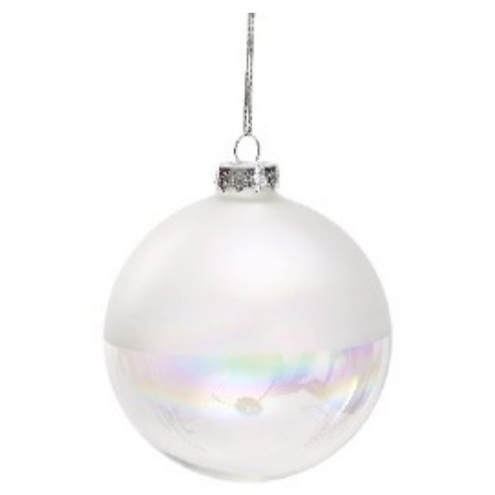 8cm Half Pearl White & Half Iridescent Bauble