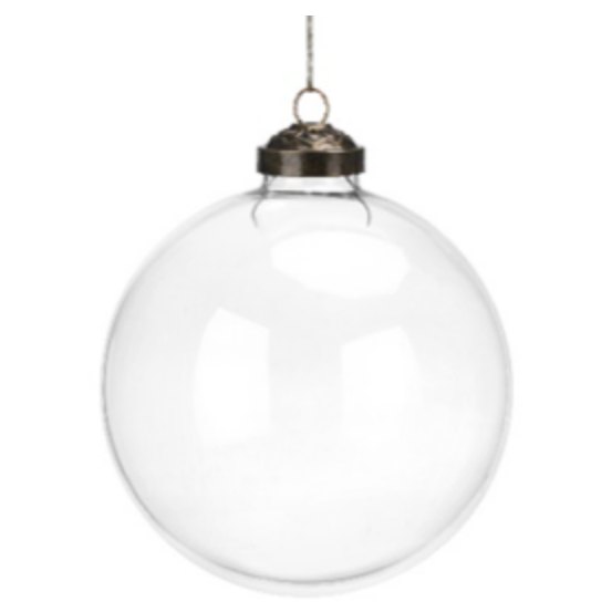8cm Vintage Style Clear Glass Bauble